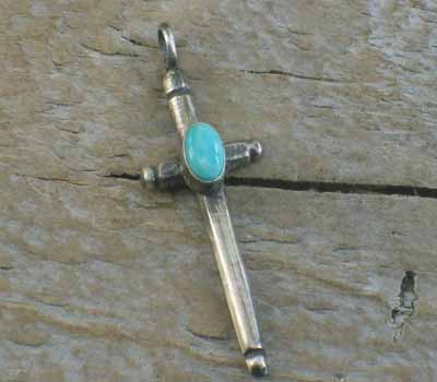 Native American Turquoise Cross Pendant 2